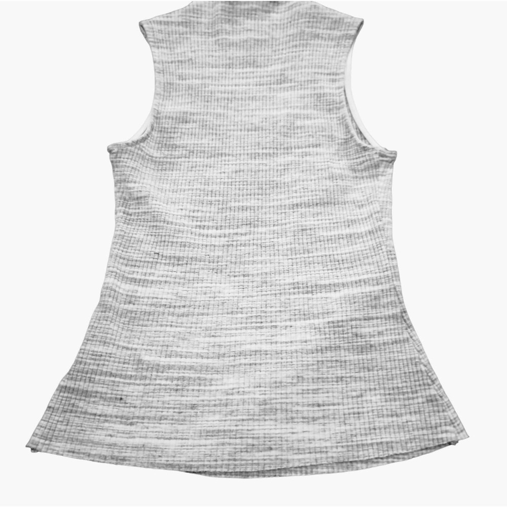 Eri + Ali Womens Gray Mock Neck Ribbed Knit Tank Top Raw Hem Size XS